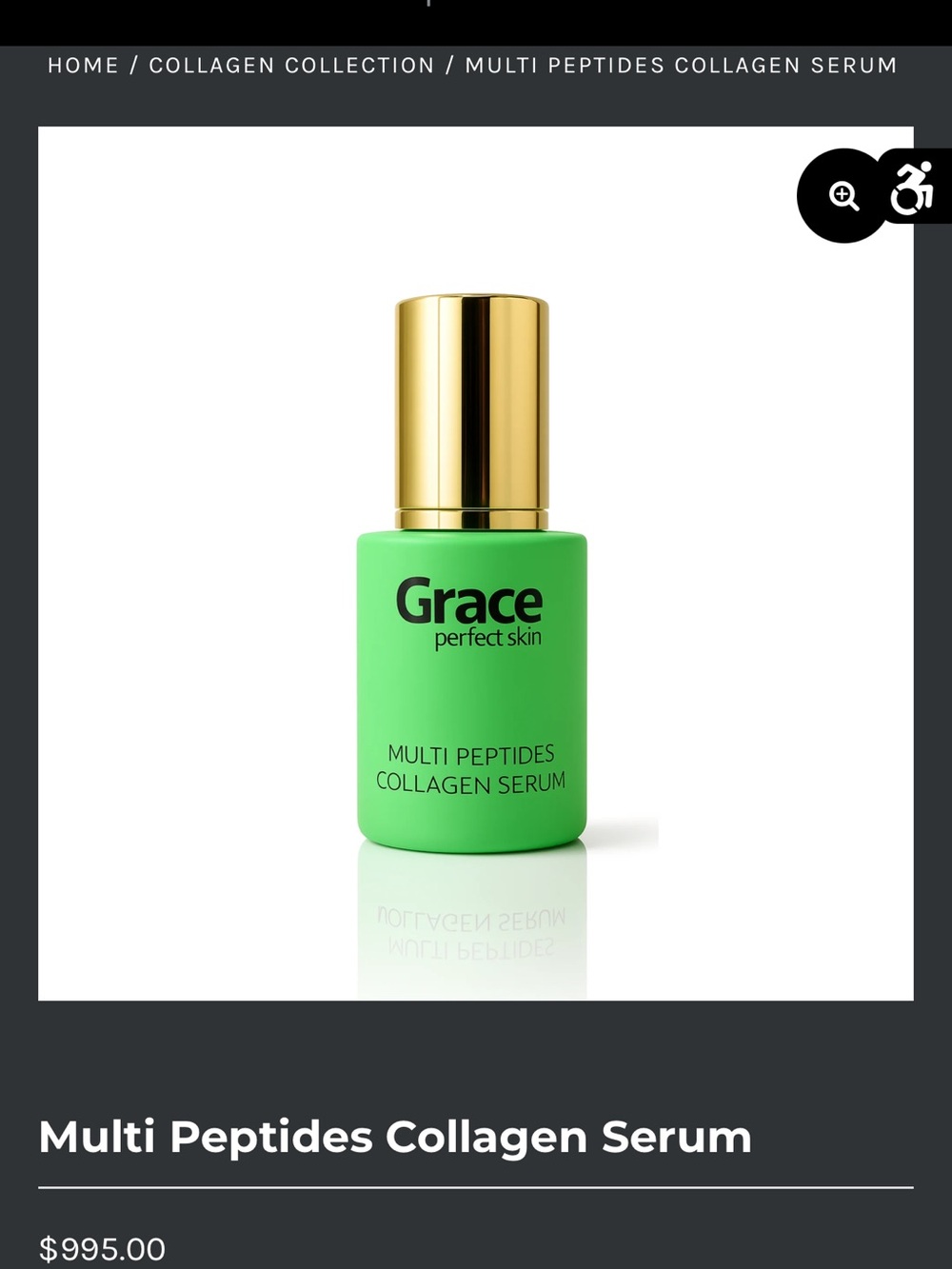 Grace Bright Green Collagen Serum with Gold Cap